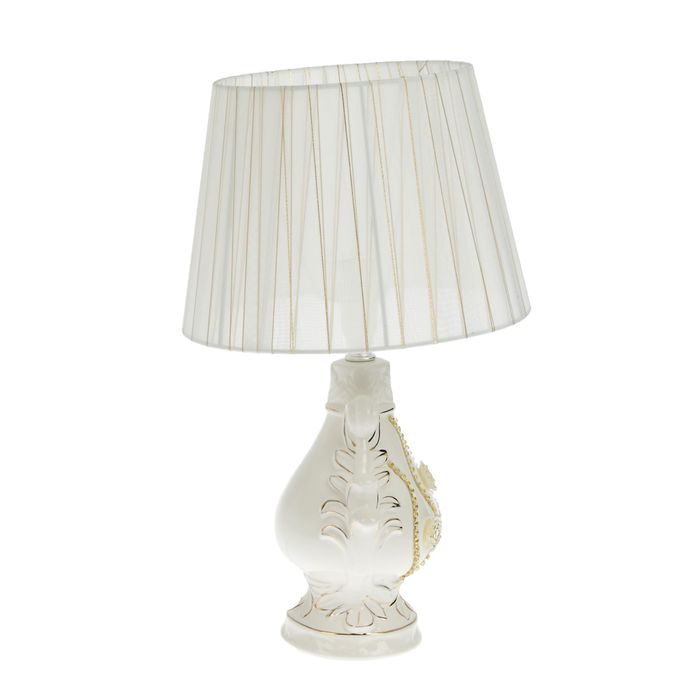 Лампа настольная керамика стразы "Греческий сосуд" белая 39х25х25 см