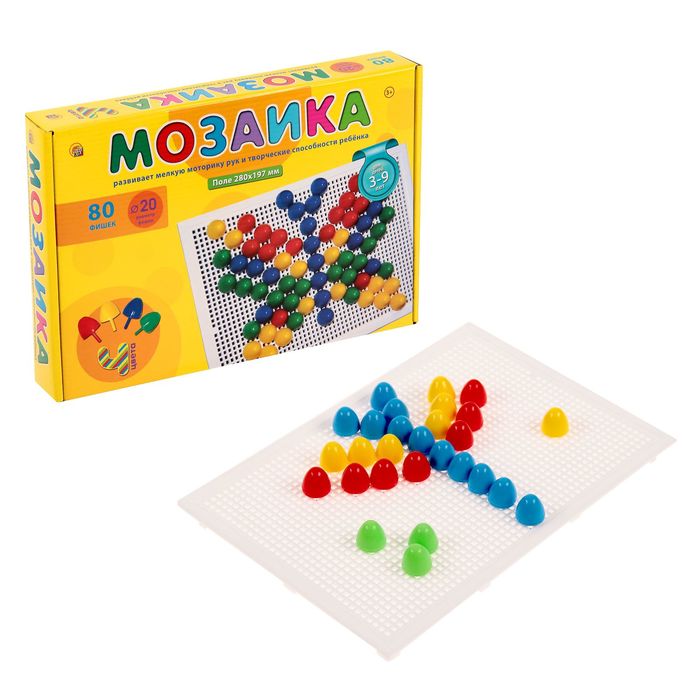 Мозаика пластиковая 80 элементов, диаметр 20 мм