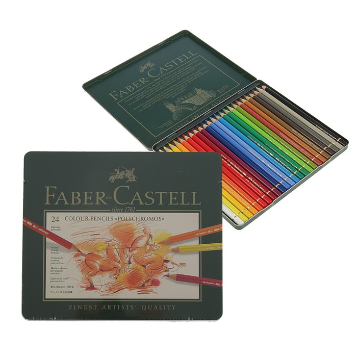 Карандаши художественные цветные Faber-Castell Polychromos® 24 цветов металлическая кор 110024