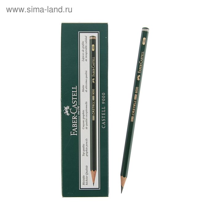 

Карандаш художественный чёрнографитный Faber-Castel CASTELL® 9000 профессиональные 4B зелёный