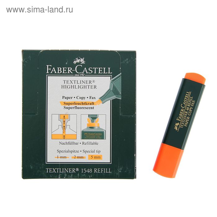 Маркер Текстовыделитель 5,0 мм, Faber-Castell TL 48, оранжевый, 154815