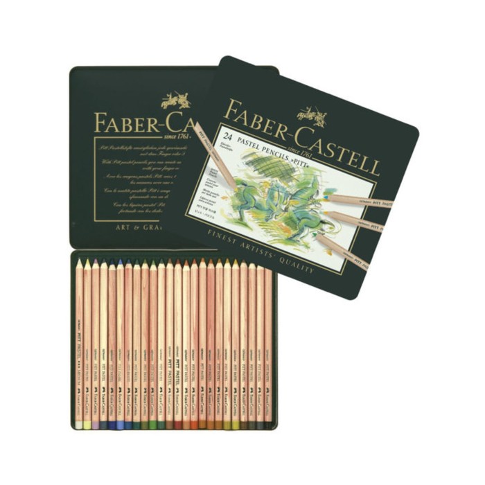 Пастель сухая художественная в карандаше набор Faber-Castell PITT® 24 цвета, в металлической коробке цена и фото