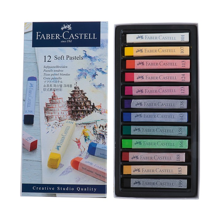 Пастель сухая художественная Soft Faber-Castell GOFA 12 цветов 128312 пастель сухая набор 16 цветов soft аква колор 1 художественная