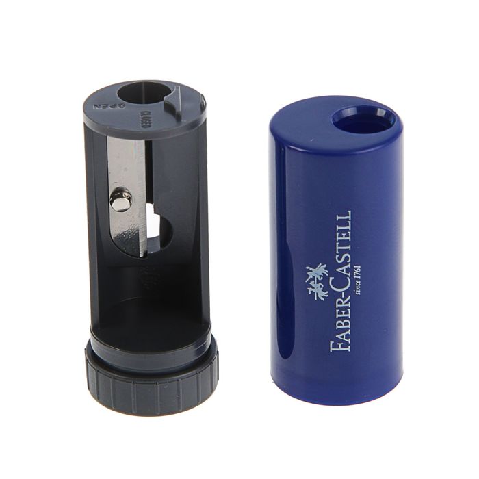 Точилка 1 отверстие с контейнером Faber-Castell (микс*2 цвета: ежевичный, синий) 183301