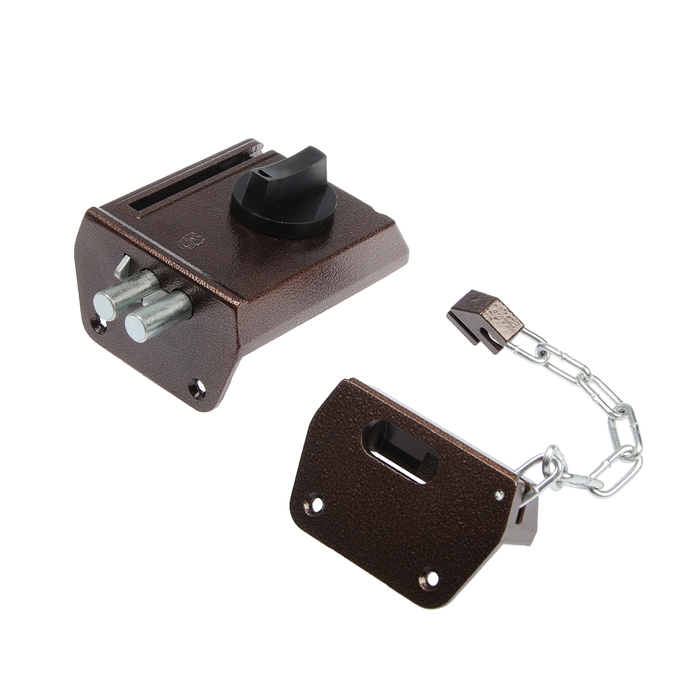 Замок накладной BORDER ЗНД-1АК (86600), левый, цепочка, полимерное покрытие