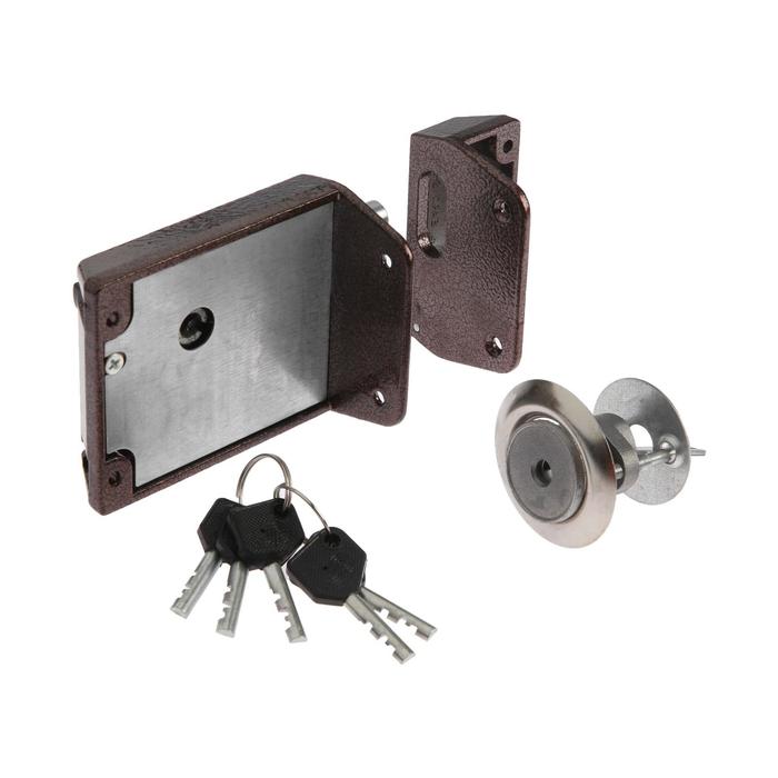 Замок накладной BORDER ЗНД-1АК (86500), правый, цепочка, полимерное покрытие