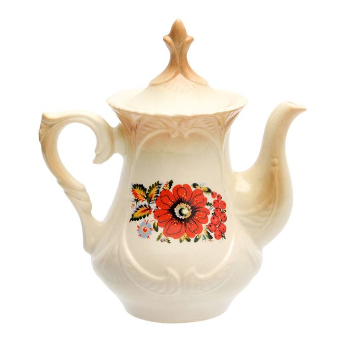 Чайник заварочный 0,6 л "Элит" коричневый, Петриковская роспись