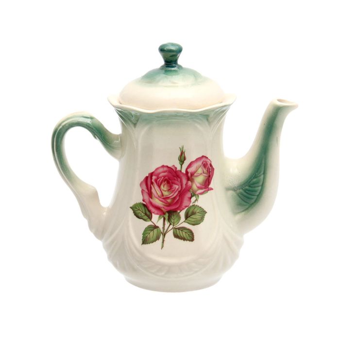 Чайник заварочный 1 л "Ажур" изумруд, роза деколь