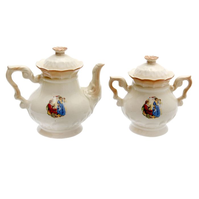 Чайная пара "Ромашка" коричневая, Мадонна деколь, чайник 0,6 л