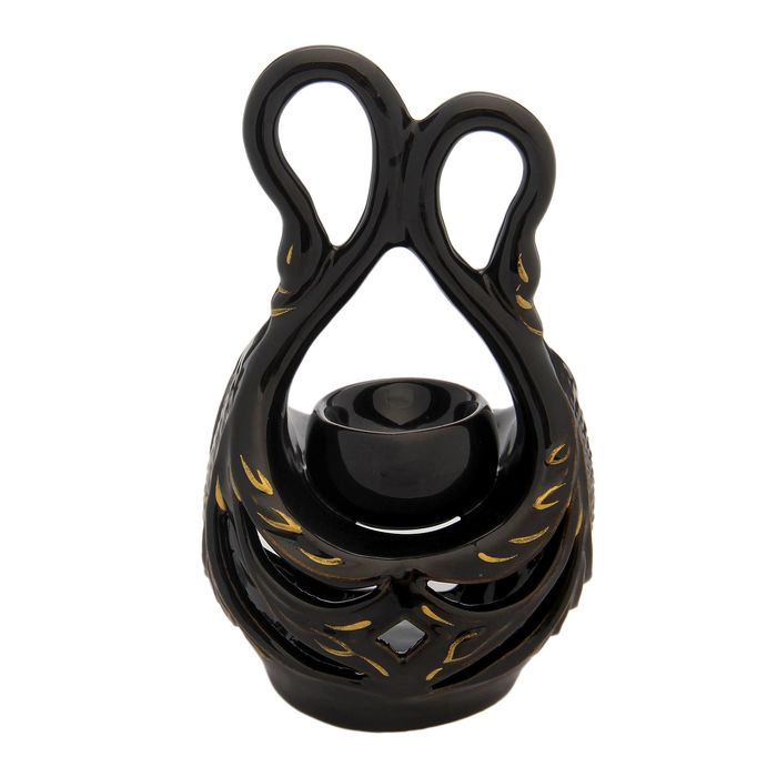 Аромалампа "Два лебедя", чёрная, 19 см