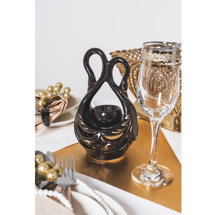 Аромалампа "Два лебедя", чёрная, 19 см