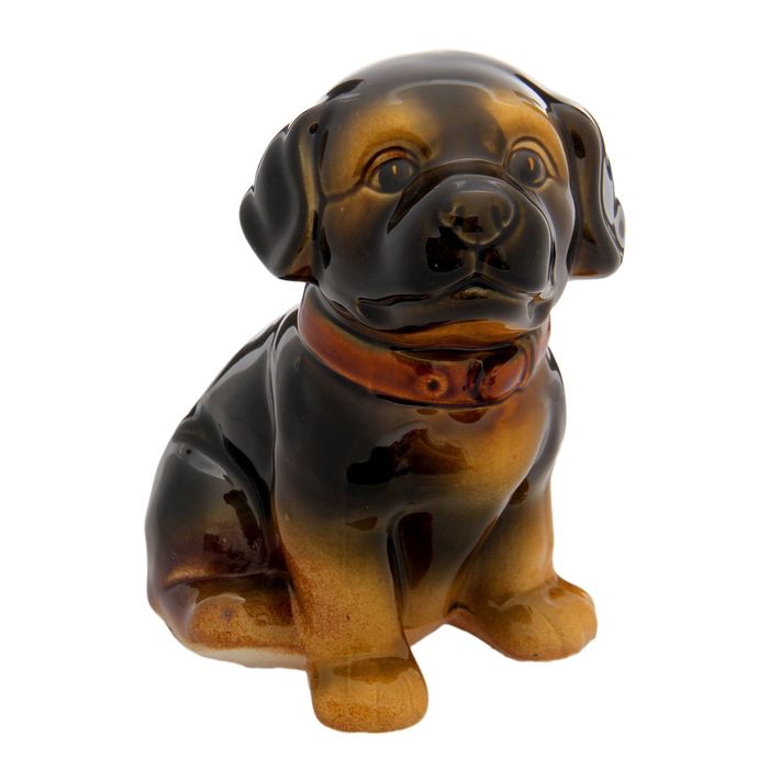 Копилка "Щенок ротвейлер" чёрно-коричневый