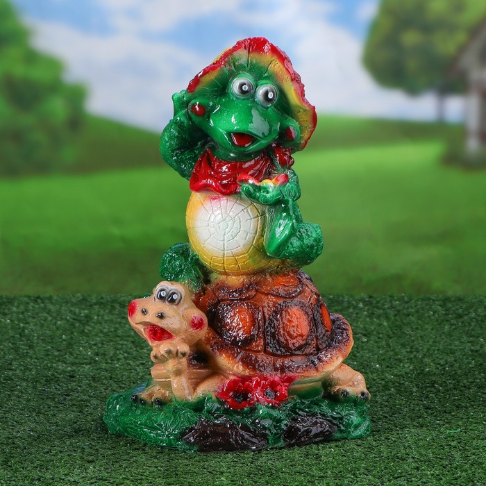 Садовая фигура "Жаба на черепахе" 20x33 см
