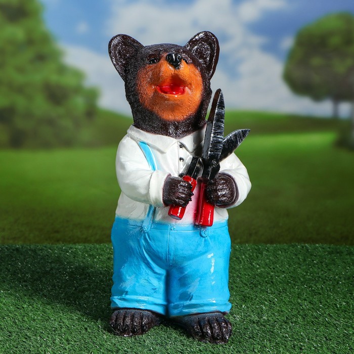 Садовая фигура "Медведь с ножницами" 14x35 см