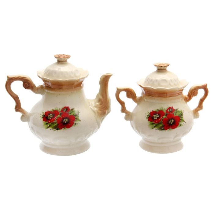 Чайная пара "Ромашка" коричневая, бегония 0,6 л