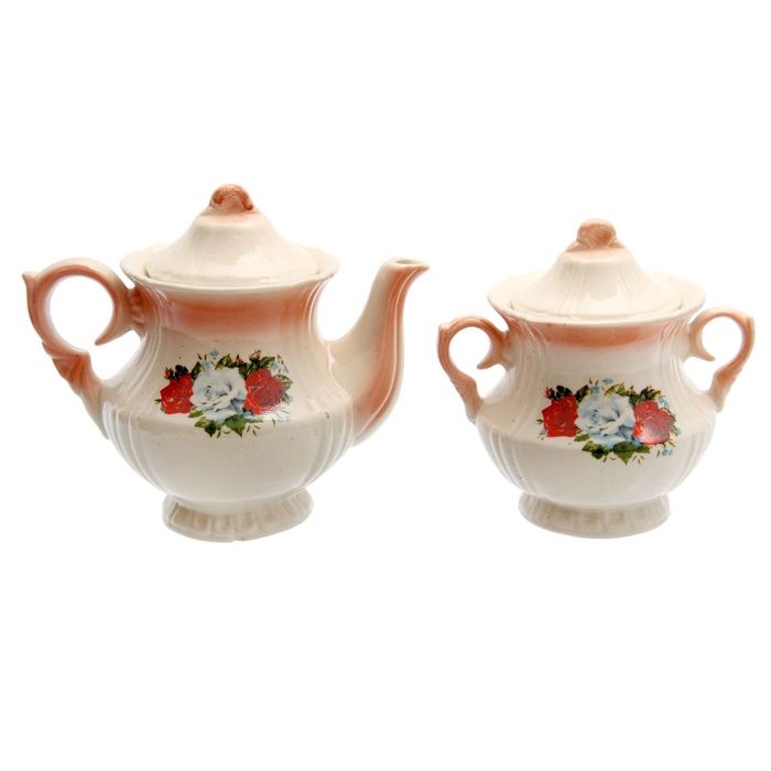 Чайная пара "Лорд" коралл три розы, 0,75/0,45 л