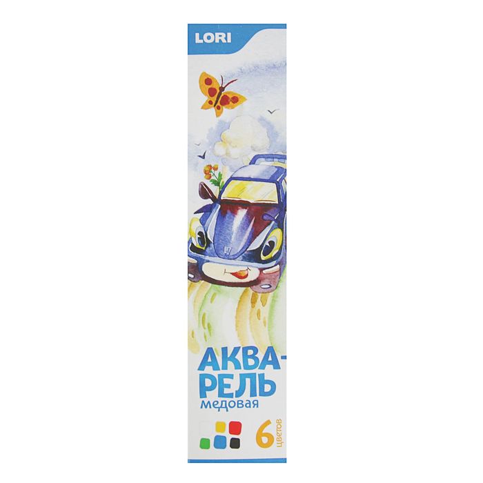 Акварель Lori, 6 цветов, в картонной коробке, с кистью