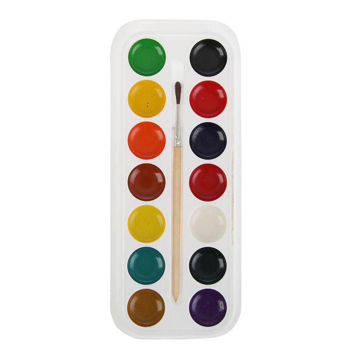 Акварель Lori, 14 цветов, в картонной коробке, с кистью