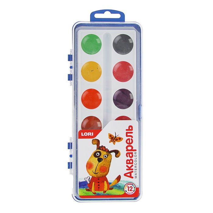Акварель Lori, 12 цветов, в пластиковой коробке, без кисти