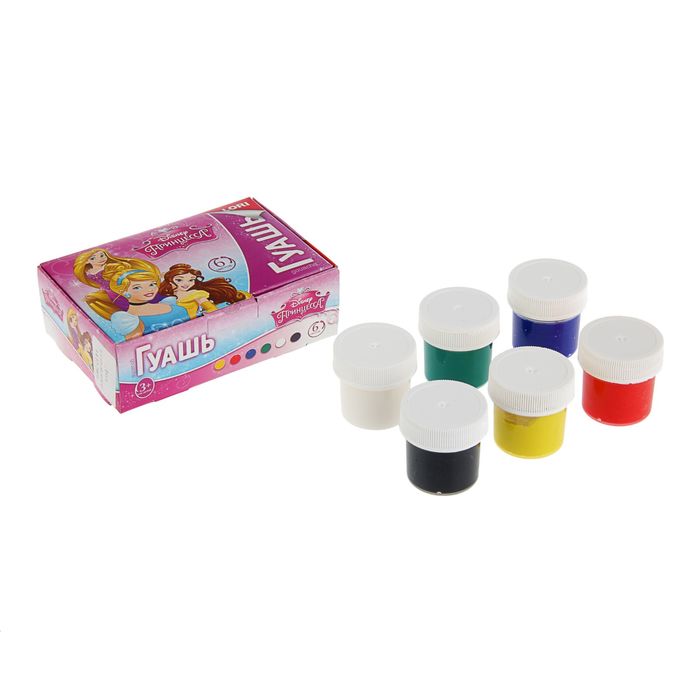Гуашь 6 цветов по 20мл Disney "Принцессы"
