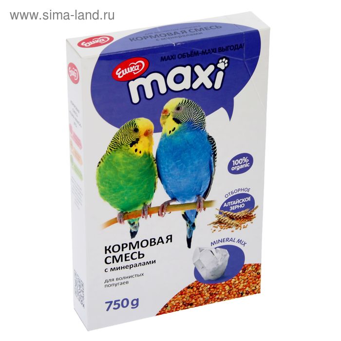 Корм «Ешка MAXI» для волнистых попугаев, с минералами, 750 г