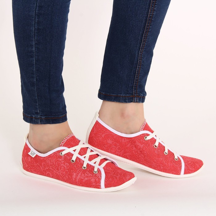 Кеды женские "Цветы" (красный) (р. 36)