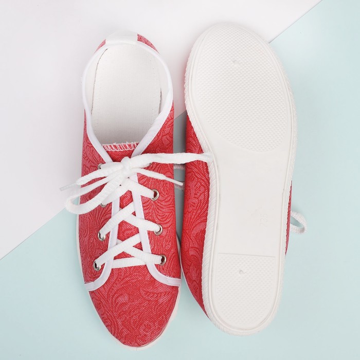 Кеды женские "Цветы" (красный) (р. 36)