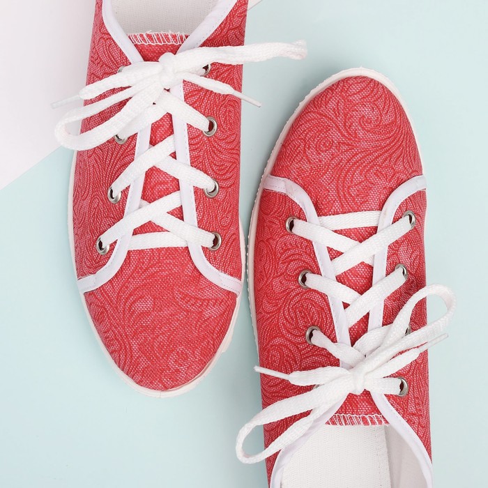 Кеды женские "Цветы" (красный) (р. 36)