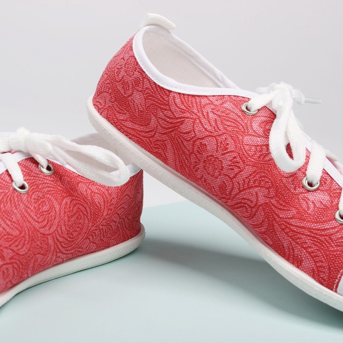 Кеды женские "Цветы" (красный) (р. 37)