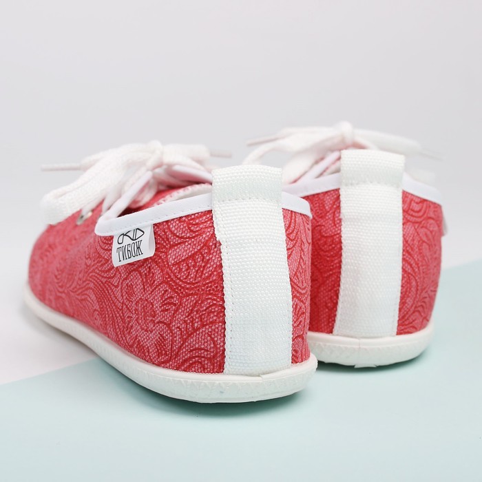 Кеды женские "Цветы" (красный) (р. 37)