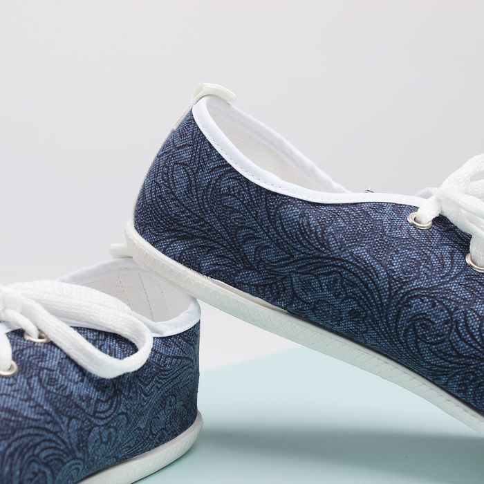 Кеды женские "Цветы" (синий) (р. 37,5)