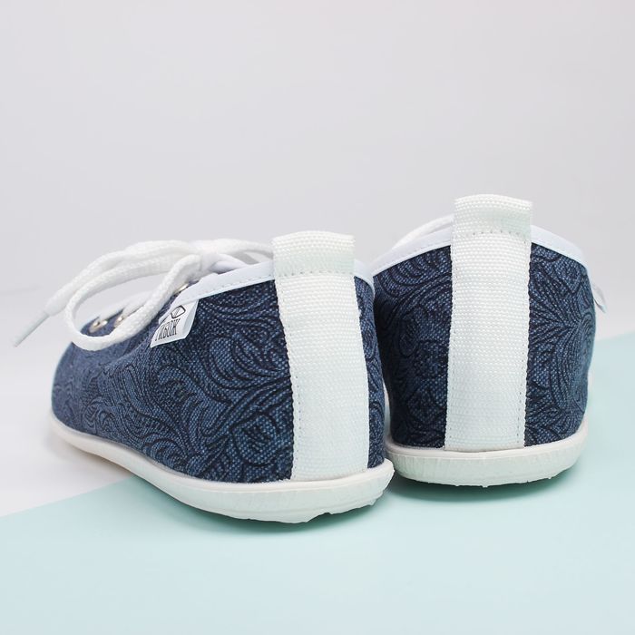 Кеды женские "Цветы" (синий) (р. 37,5)