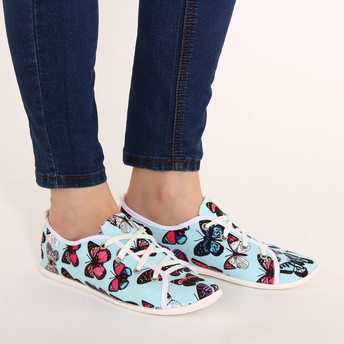 Кеды женские "Бабочки" (бирюзовый) (р. 38,5)