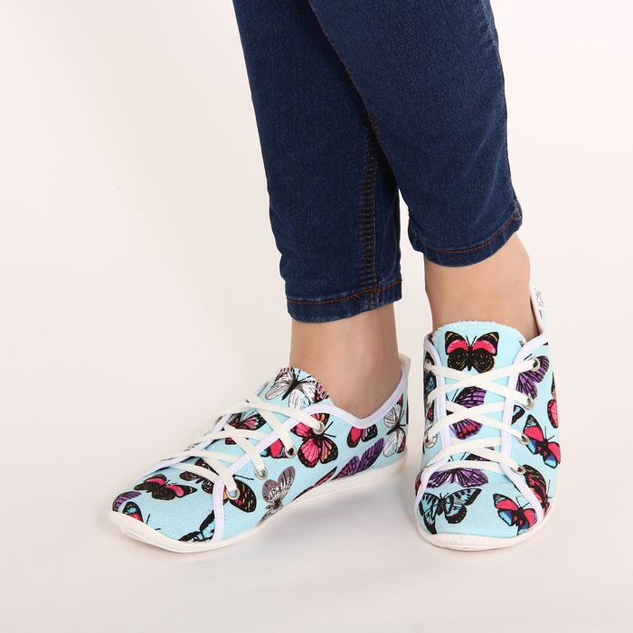 Кеды женские "Бабочки" (бирюзовый) (р. 38,5)