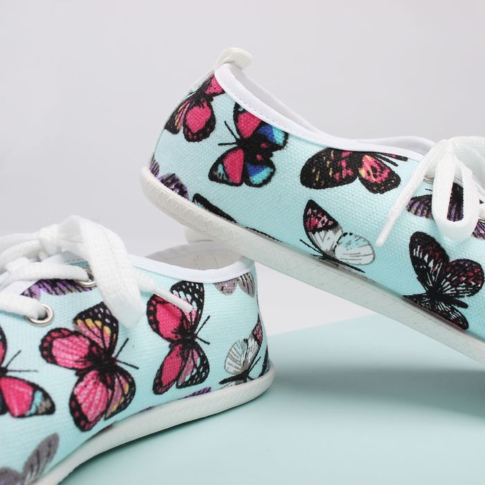 Кеды женские "Бабочки" (бирюзовый) (р. 38,5)