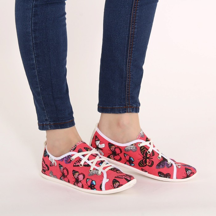 Кеды женские "Бабочки" (розовый) (р. 36)