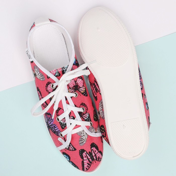 Кеды женские "Бабочки" (розовый) (р. 36)