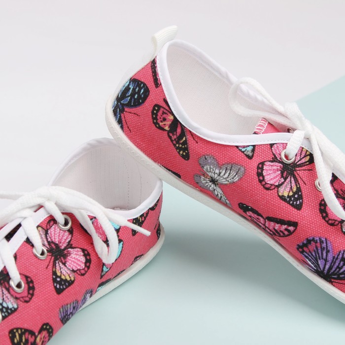 Кеды женские "Бабочки" (розовый) (р. 36)