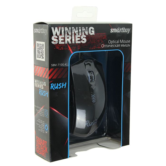 Мышь игровая Smartbuy RUSH 710, оптическая, проводная, 2400 dpi, с подсветкой, черная