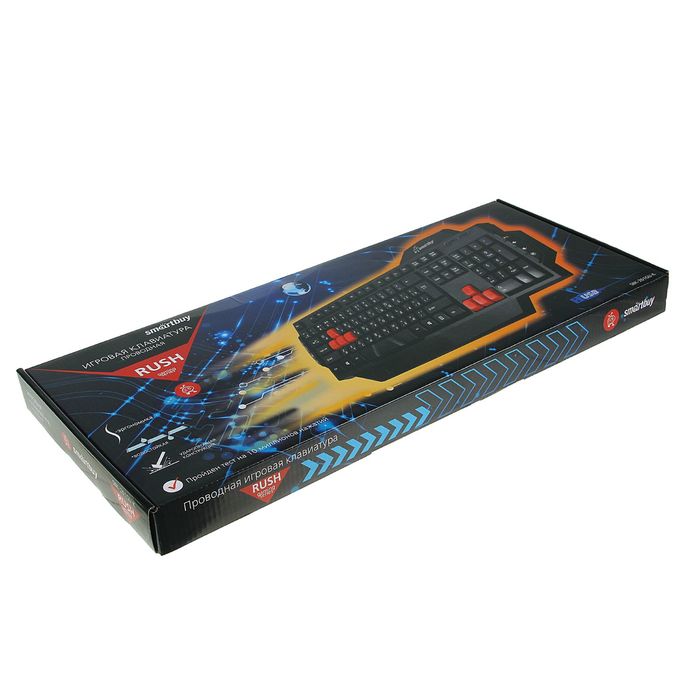 Клавиатура игровая мультимедийная Smartbuy RUSH 201, влагоустойчивая, 8 горячих клавиш