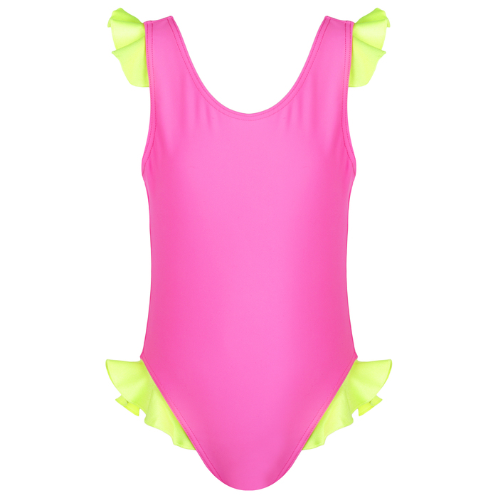 Купальник слитный с рюшами, размер 28, цвет микс