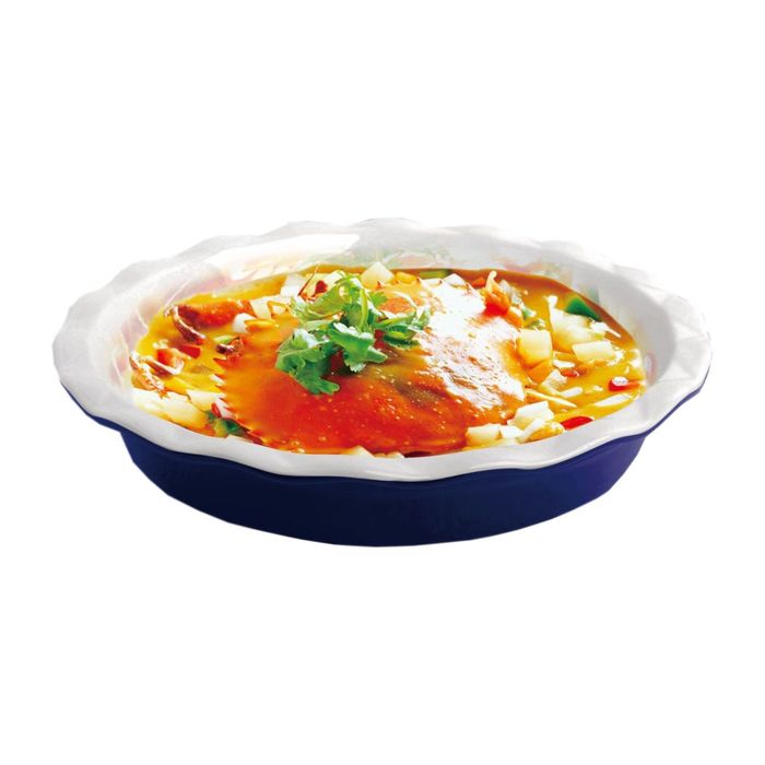 Форма для выпечки Bohmann, керамическая, круглая, 28,5 х 28,5 х 5,3 см, синяя