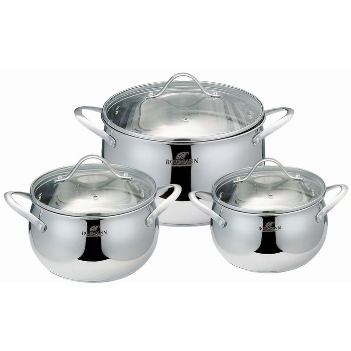 Набор посуды Bohmann, 6 предметов, 2,1 л, 3,9 л, 6,5 л, капсульное дно