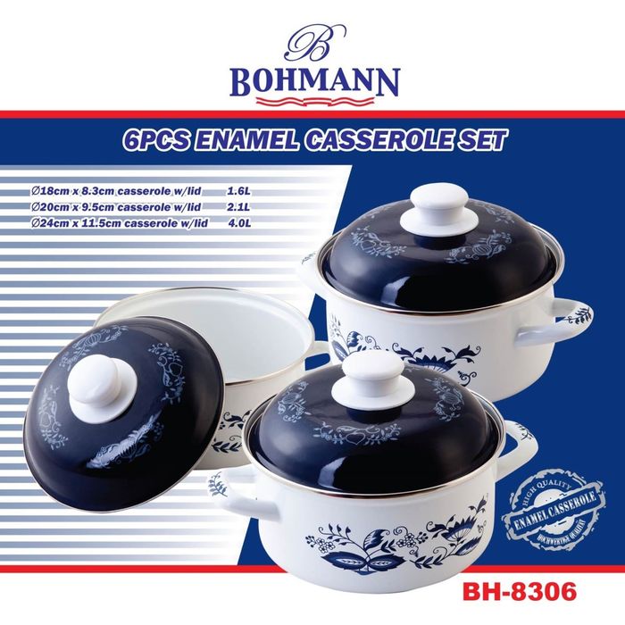 Набор посуды Bohmann, 6 предметов, 1,6 л, 2,1 л, 4,л, эмалированная