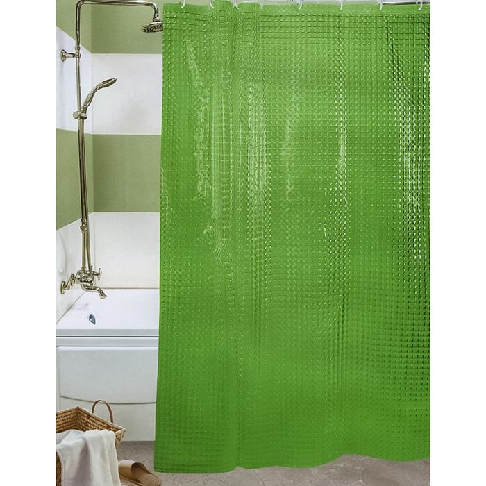 Штора для ванной 3D, цвет зеленый