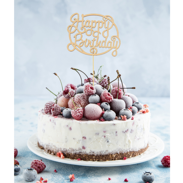 Топпер деревянный "Happy Birthday"