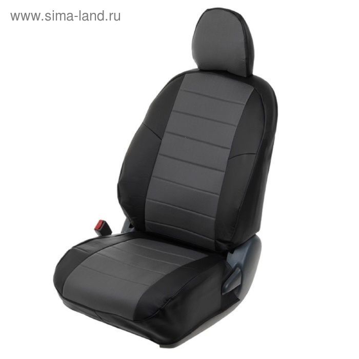 Авточехлы для Lada Vesta 40/60, 2015-, черный, серый, экокожа, набор
