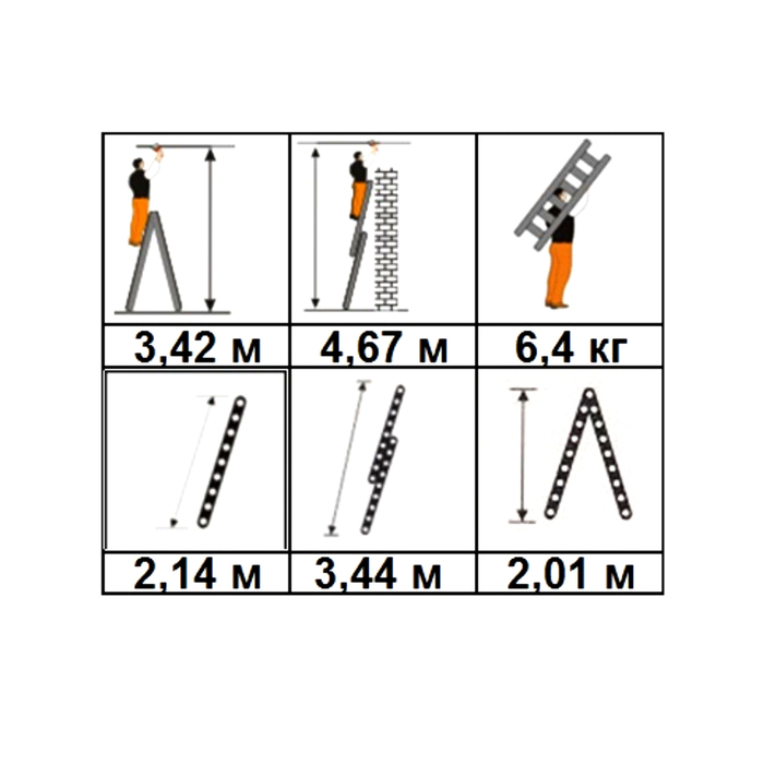Лестница-стремянка двухсекционная Нalta 2х8