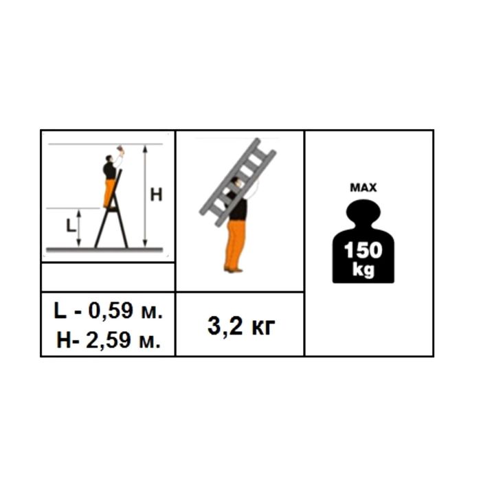 Стремянка Halta PRO 3 ступени 130мм
