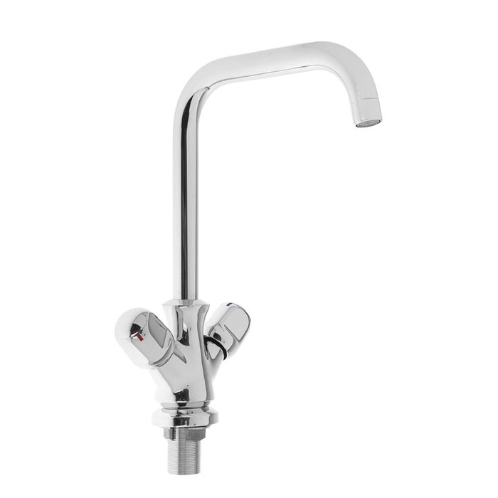 Смеситель для кухни Ledeme L4086-2, двухрычажный, с гайкой, хром